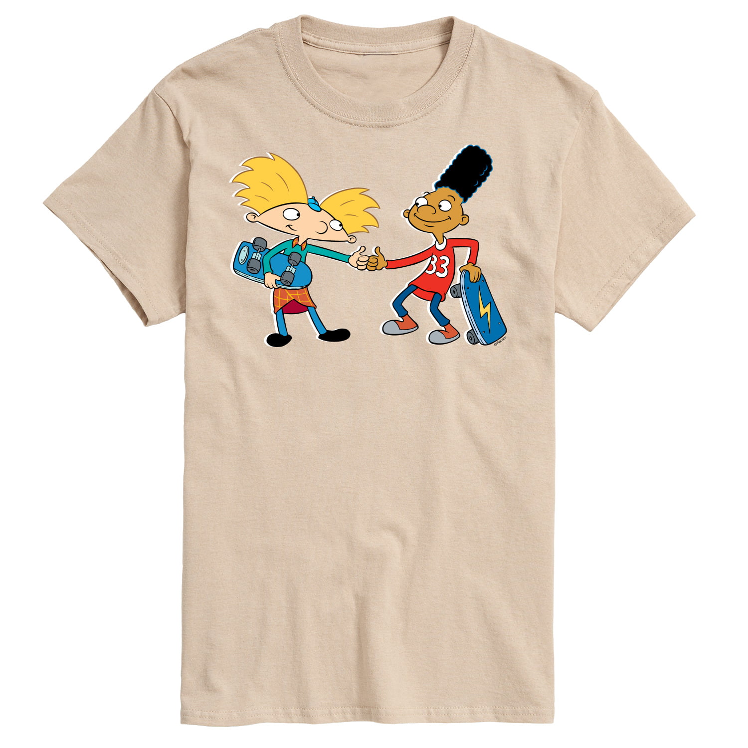 Hey Arnold! - Arnold and Gerald Skateboard - Men's Short Sleeve Graphic T-Shirt, Size: 2XL, Beige