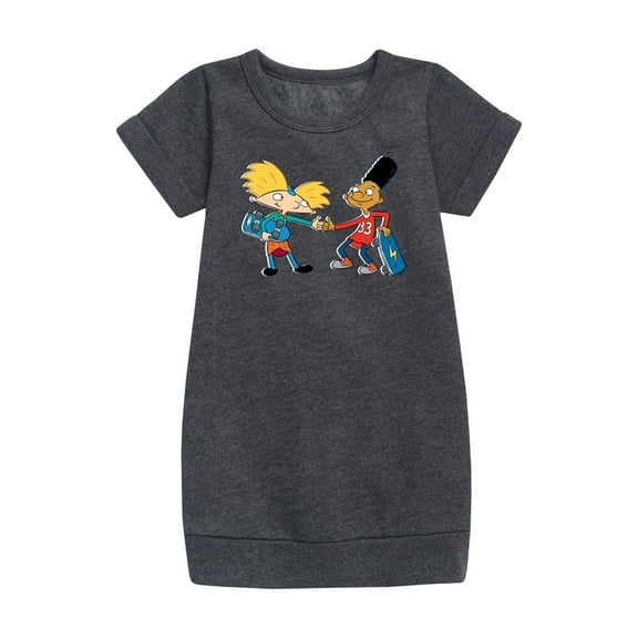Hey Arnold! - Arnold and Gerald Skateboard - Toddler And Youth Girls Fleece Dress