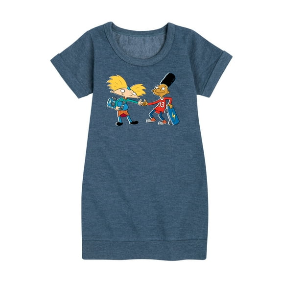 Hey Arnold! - Arnold and Gerald Skateboard - Toddler And Youth Girls Fleece Dress