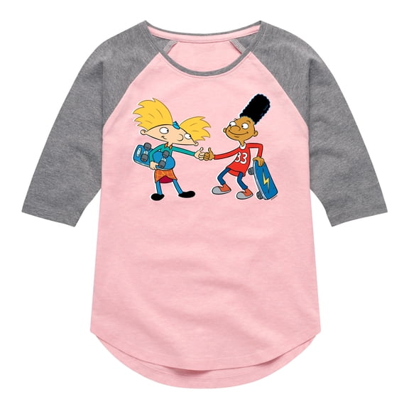 Hey Arnold! - Arnold and Gerald Skateboard - Toddler And Youth Girls Raglan Graphic T-Shirt