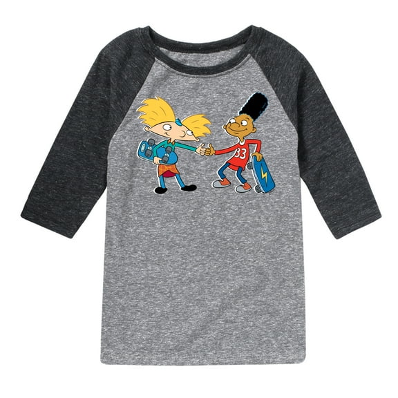 Hey Arnold! - Arnold and Gerald Skateboard - Toddler And Youth Raglan Graphic T-Shirt