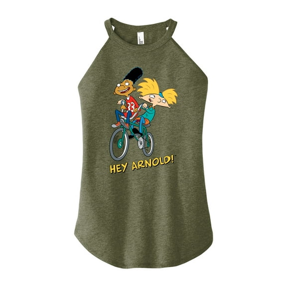 Hey Arnold! - Arnold and Gerald on Bike - Juniors High Neck Tank Top