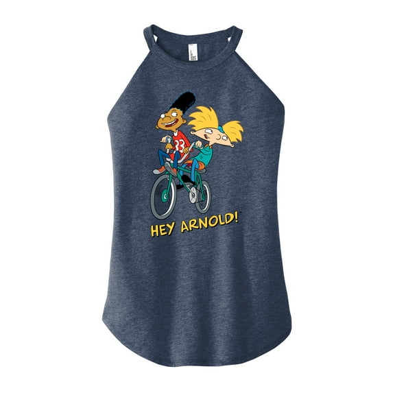 Hey Arnold! - Arnold and Gerald on Bike - Juniors High Neck Tank Top