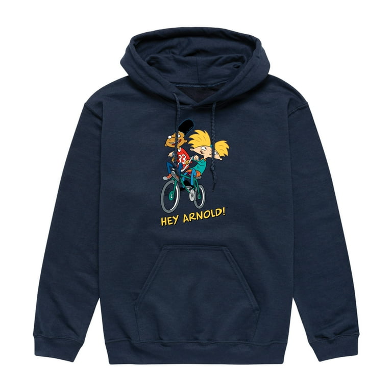 Hey Arnold Arnold and Gerald on Bike Men s Pullover Hooded Fleece Sweatshirt