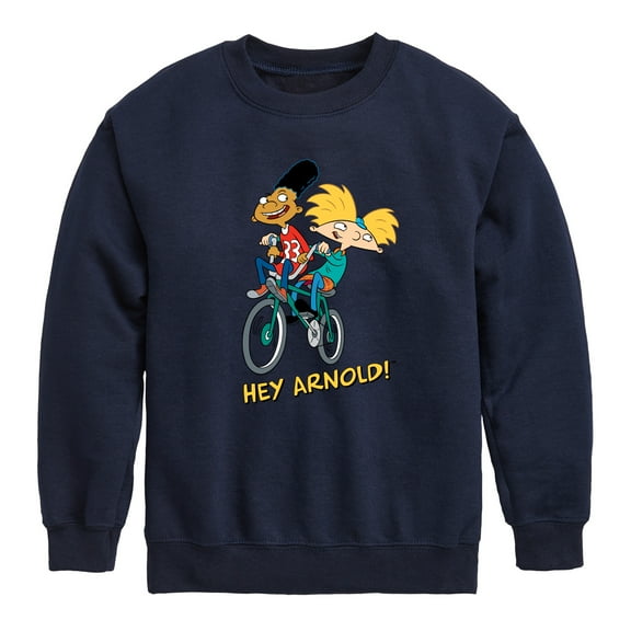 Hey Arnold! - Arnold and Gerald on Bike - Toddler And Youth Crewneck Fleece Sweatshirt