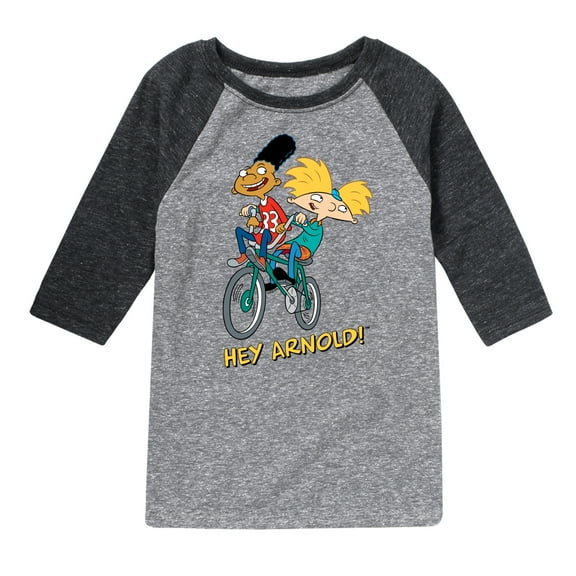 Hey Arnold! - Arnold and Gerald on Bike - Toddler And Youth Raglan Graphic T-Shirt