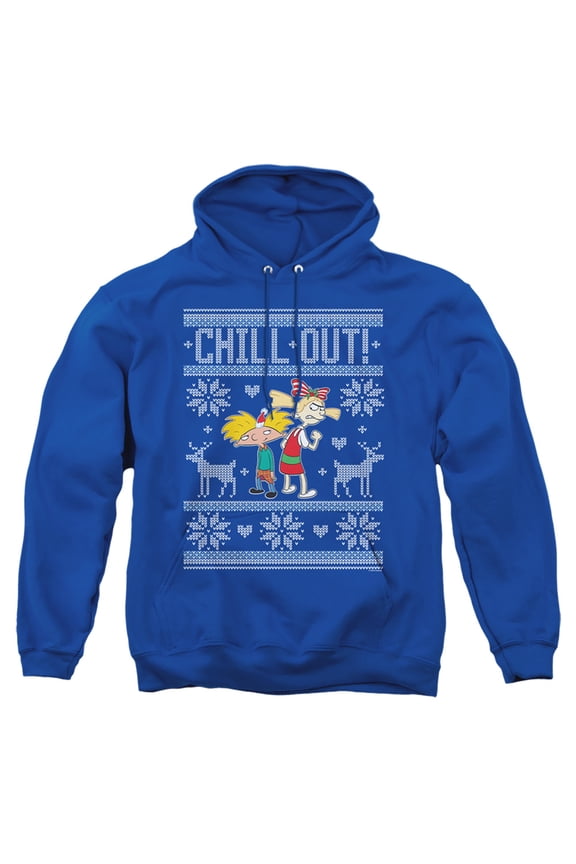 Hey Arnold Chill Out Ugly Christmas Sweater With Arnold And Helga Unisex Adult Pull-Over Hoodie