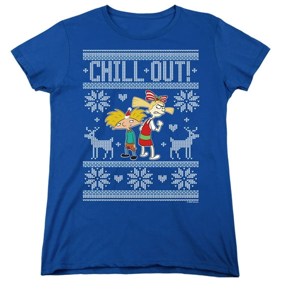 Hey Arnold Chill Out Ugly Christmas Sweater With Arnold And Helga Women's T Shirt