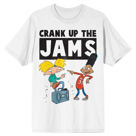 Hey Arnold Crank Up the Jams Dancing Graphic Men's White T-Shirt - 4XLB