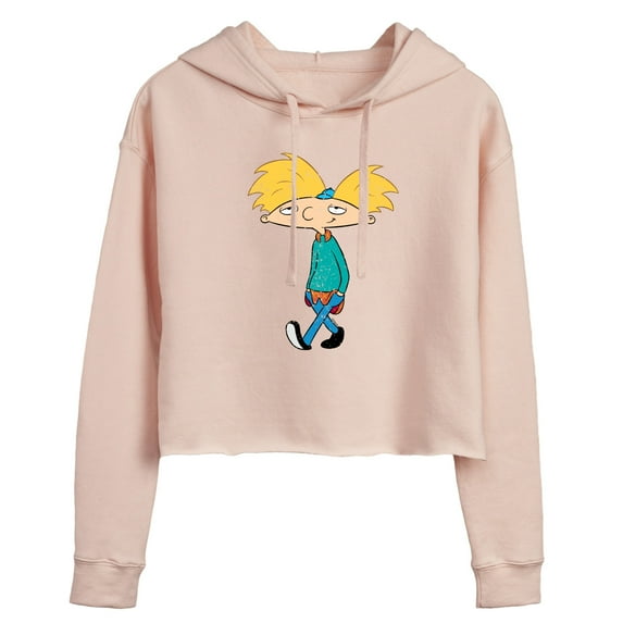 Hey Arnold! - Distressed Arnold - Juniors Cropped Pullover Hoodie