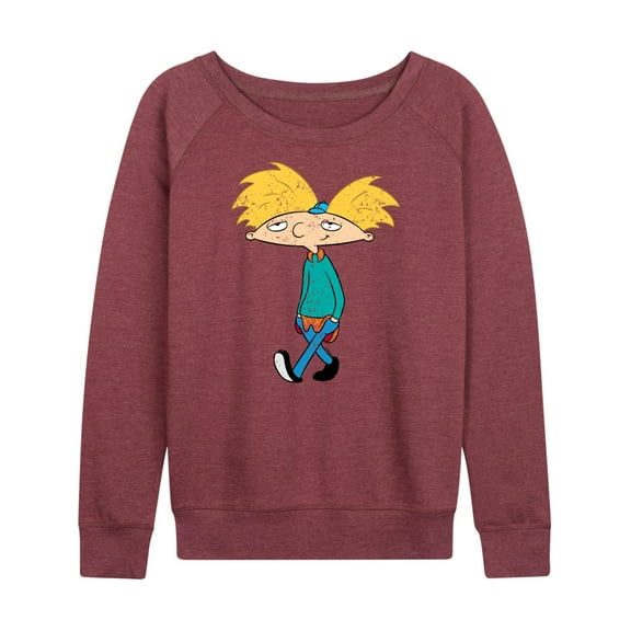 Hey Arnold! - Distressed Arnold - Women's Lightweight French Terry Long Sleeve Shirt
