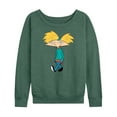 thumbnail image 1 of Hey Arnold! - Distressed Arnold - Women's Lightweight French Terry Long Sleeve Shirt, 1 of 5