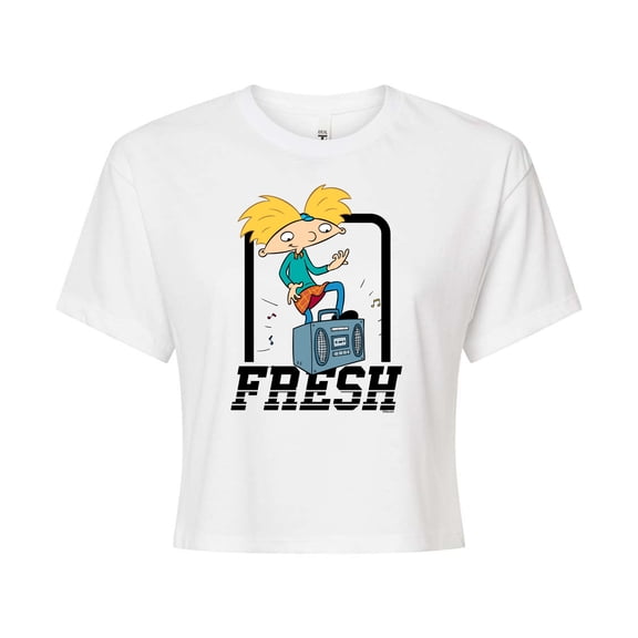 Hey Arnold! - Fresh Arnold - Juniors Cropped Cotton Blend T-Shirt