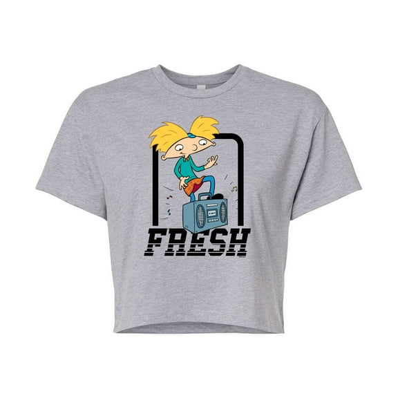 Hey Arnold! - Fresh Arnold - Juniors Cropped Cotton Blend T-Shirt