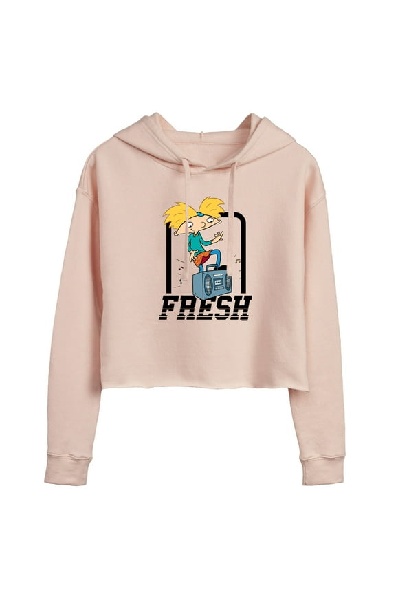 ! - Fresh Arnold - Juniors Cropped Pullover Hoodie