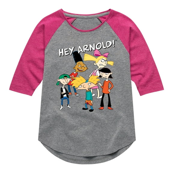 Hey Arnold! - Group Shot - Toddler And Youth Girls Raglan Graphic T-Shirt