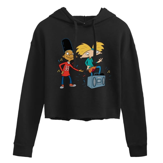 Hey Arnold! - HA Air Guitar - Juniors Cropped Pullover Hoodie