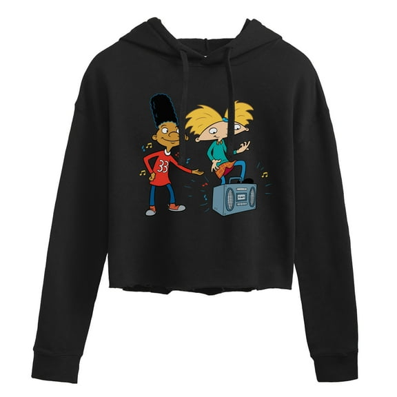 Hey Arnold! - HA Air Guitar - Juniors Cropped Pullover Hoodie