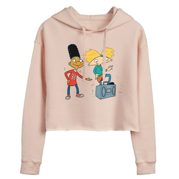 Hey Arnold! - HA Air Guitar - Juniors Cropped Pullover Hoodie