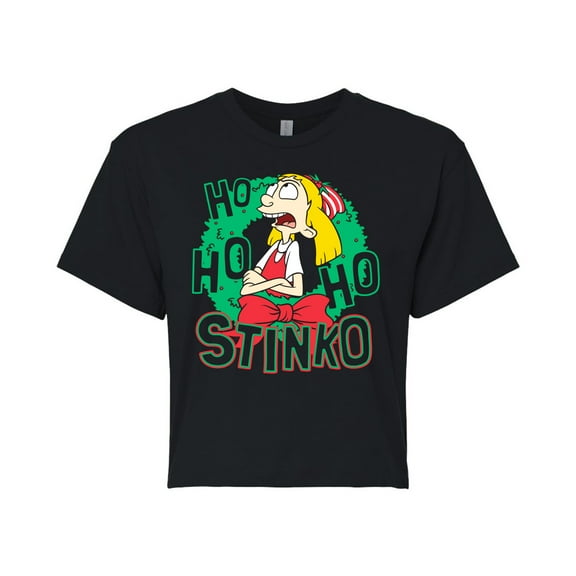 Hey Arnold! - Ho Ho Ho Stinko - Juniors Cropped Cotton Blend T-Shirt