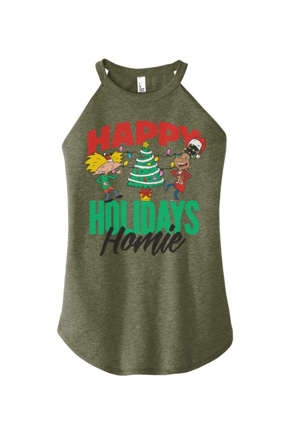 ! - Holiday Homies - Juniors High Neck Tank Top