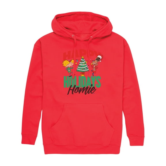 Hey Arnold! - Holiday Homies - Men's Pullover Hooded Fleece Sweatshirt