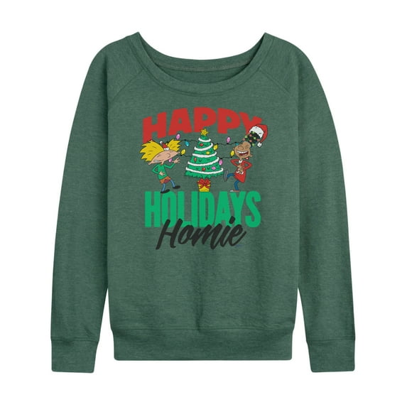 Hey Arnold! - Holiday Homies - Women's Lightweight French Terry Long Sleeve Shirt