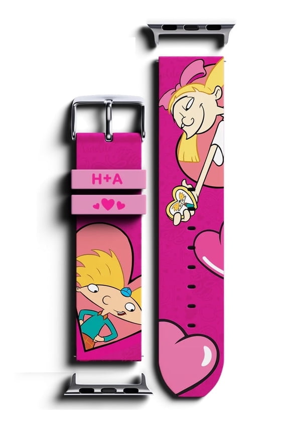 Hey Arnold! Apple Watch Band Official Licensed Nickelodeon Silicone Band Featuring Arnold & Helga Compatible with All Apple Watch Models & 22mm Watches