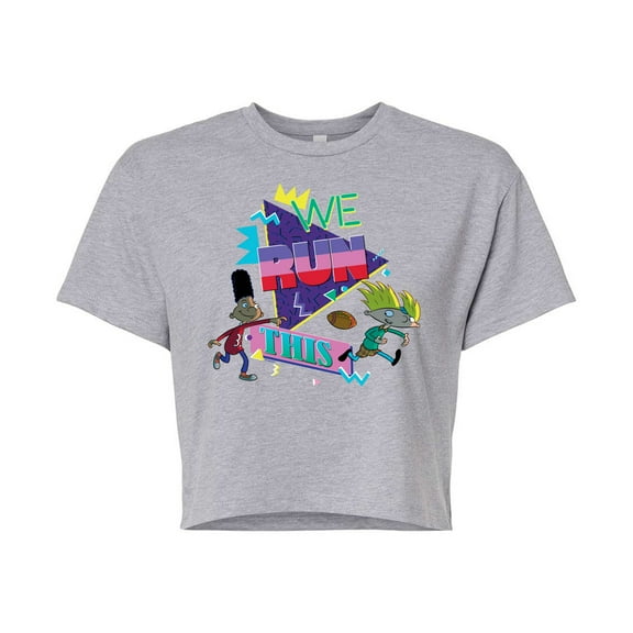 Hey Arnold! - Retro Arnold and Gerald - Juniors Cropped Cotton Blend T-Shirt