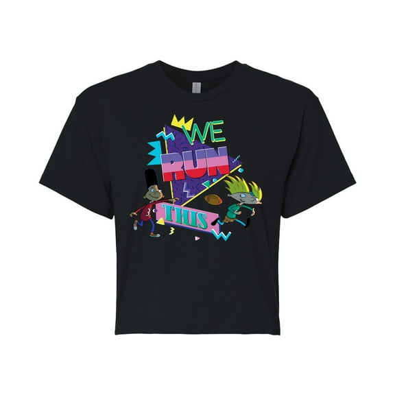 Hey Arnold! - Retro Arnold and Gerald - Juniors Cropped Cotton Blend T-Shirt