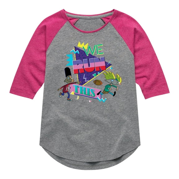 Hey Arnold! - Retro Arnold and Gerald - Toddler And Youth Girls Raglan Graphic T-Shirt