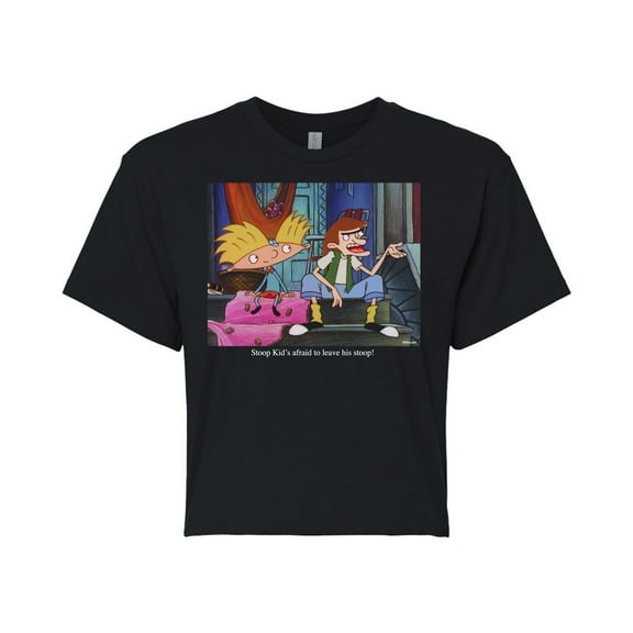 Hey Arnold! - Stoop Kid - Juniors Cropped Cotton Blend T-Shirt