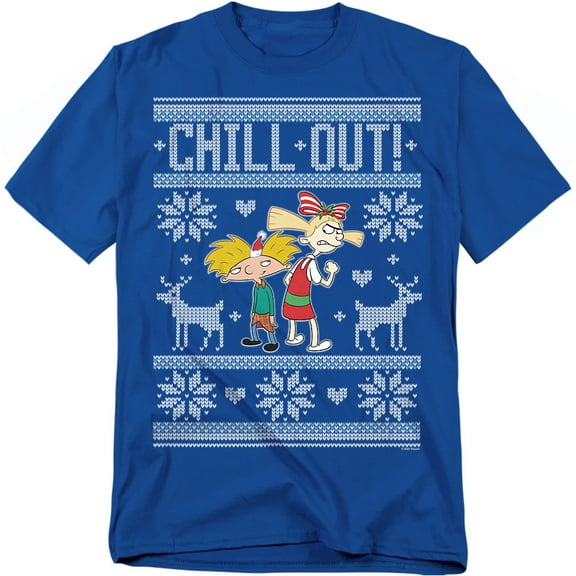 Hey Arnold T-Shirt Chill Out Ugly Christmas Sweater With Arnold And Helga Unisex Graphic Tee For Men & Women