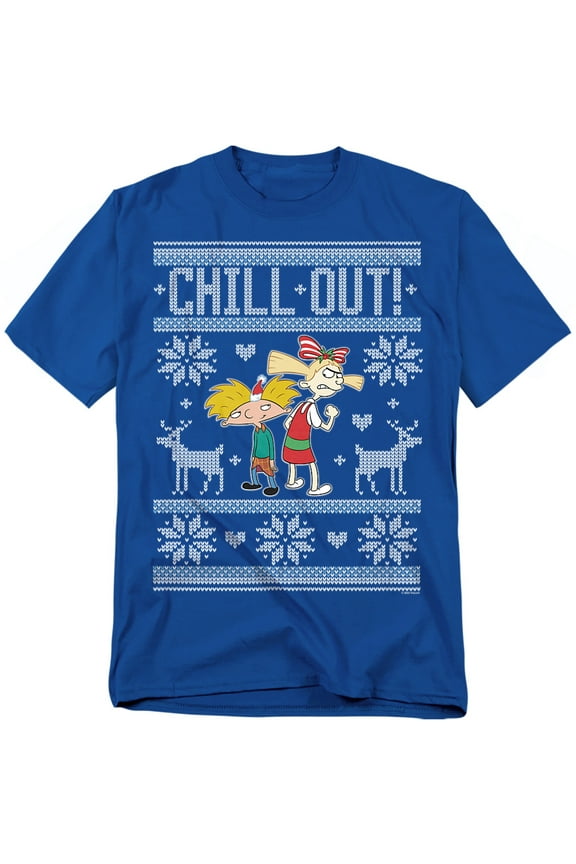 T-Shirt Chill Out Ugly Christmas Sweater With Arnold And Helga Unisex Graphic Tee For Men & Women