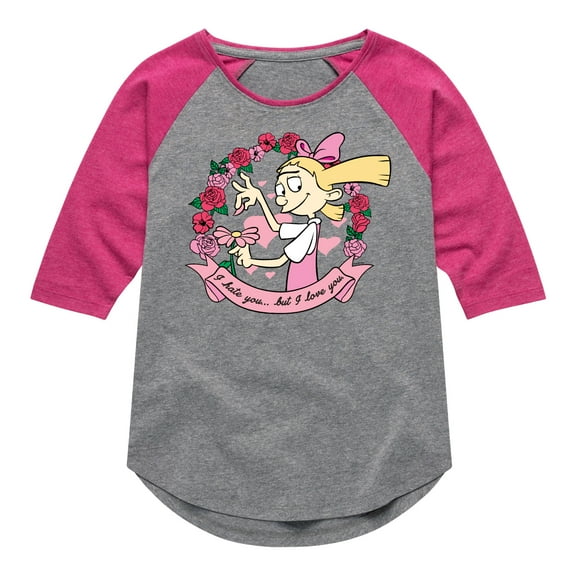 Hey Arnold! - Valentine's I Love You - Toddler And Youth Girls Raglan Graphic T-Shirt