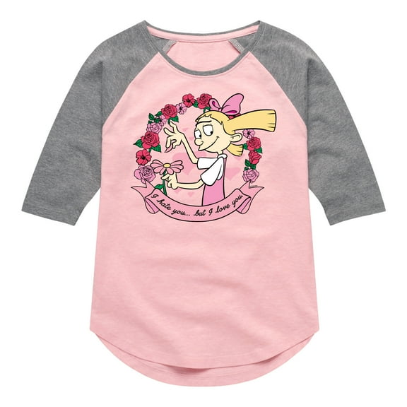 Hey Arnold! - Valentine's I Love You - Toddler And Youth Girls Raglan Graphic T-Shirt