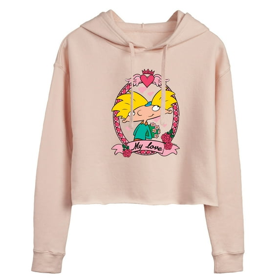 Hey Arnold! - Valentine's My Love - Juniors Cropped Pullover Hoodie
