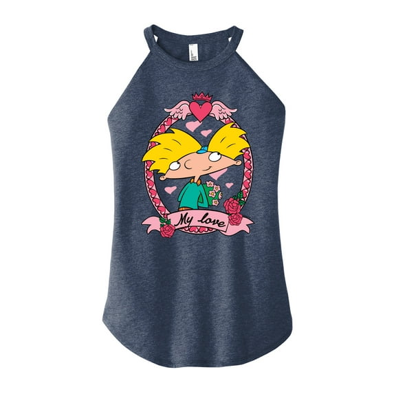 Hey Arnold! - Valentine's My Love - Juniors High Neck Tank Top