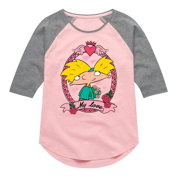 Hey Arnold! - Valentine's My Love - Toddler And Youth Girls Raglan Graphic T-Shirt