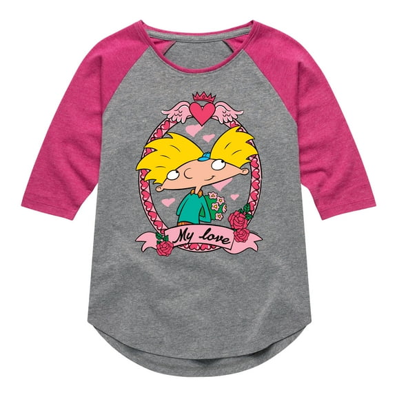 Hey Arnold! - Valentine's My Love - Toddler And Youth Girls Raglan Graphic T-Shirt