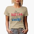 thumbnail image 1 of Hey Batter Batter Swing, Retro Groovy Wavy Text Baseball Art Merch Gift, Tan T-Shirt, Medium, 1 of 5
