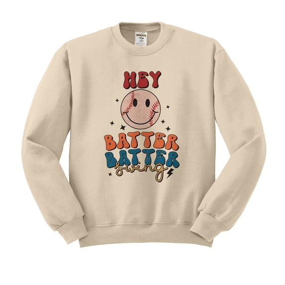 Hey Batter Batter Swing Sweatshirt Unisex 3X-Large Sand
