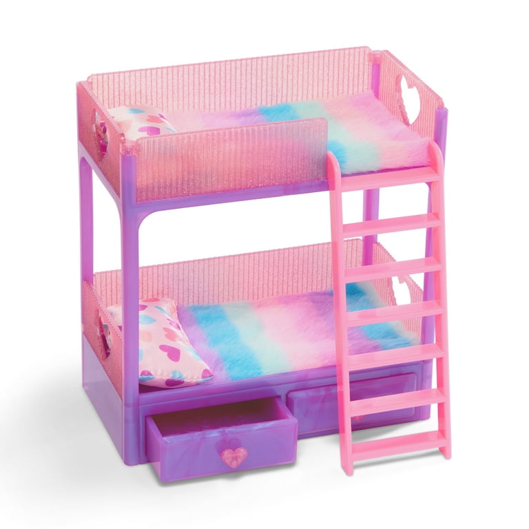 Hey Bestie Nighty Night Bunk Bed Furniture Set for (5.5-inch) Small Dolls with Accessories, Kids 3 Years & Up