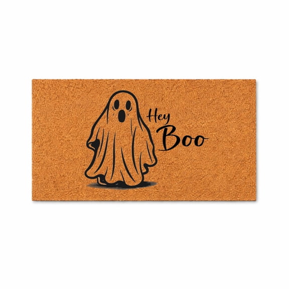 Hey Boo Doormat, Cute Ghost Welcome Mat, Funny Front Door Mat, Farmhouse Entry Rug, Housewarming Gift, New Home Gift 4289 (24x48 inches) 4289