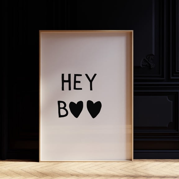 Hey Boo Hallo.Ween Print: Funny Heart Typography Poster UNFRAMED PAPER POSTER, Home Decor, Vintage Gift, Living Room Dercor