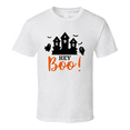thumbnail image 1 of Hey Boo Haunted House Halloween Tee Cool Fall T-shirt Holiday Novelty T Shirt, 1 of 1