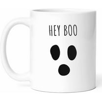 Hey Boo Mug - Halloween Ghost Coffee Cup - Funny Gift For Ghost Fans - Adorable Ghost Design - Friendly Ghost Mug - 11 Ounces Ceramic Mug For Halloween Parties And Trick Or Treat