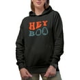 thumbnail image 1 of Hey Boo, Pun for Girlfriend, Boyfriend, Wife or Husband, Groovy Retro Wavy Text Merch Gift, Black Hooded Sweatshirt or Hoodie, 2XL, 1 of 5