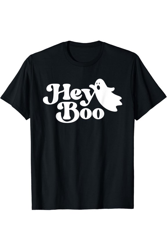 Hey Boo Shirt Funny Ghost Halloween Men Women Kids T-Shirt