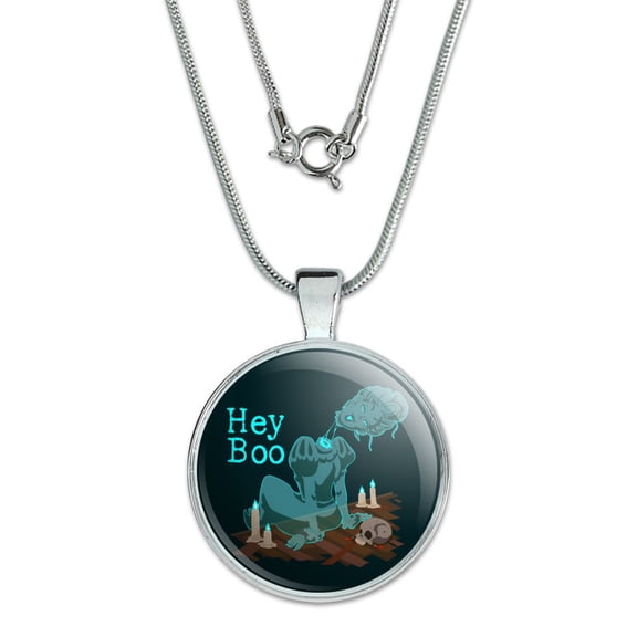 Hey Boo Victorian Headless Ghost Woman 1" Pendant with Sterling Silver Plated Chain